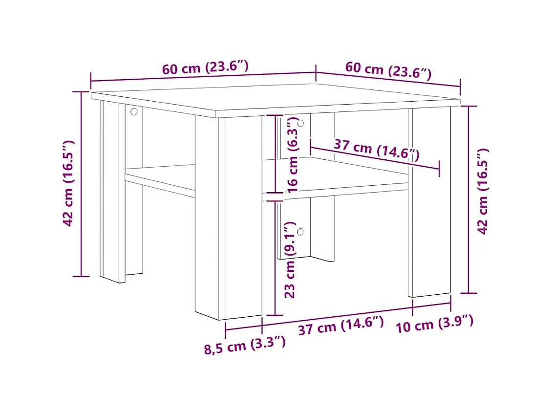 Couchtisch Schwarz 60x60x42 cm Holzwerkstoff