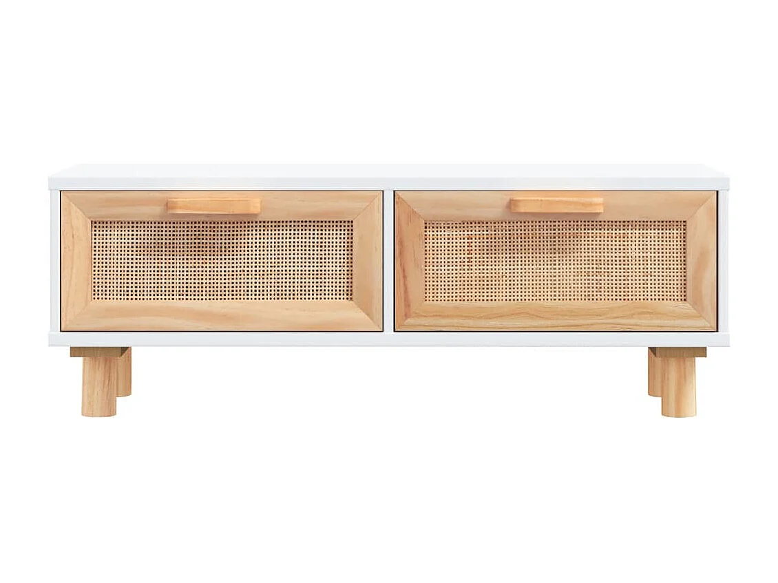 Tavolino Bianco 80x40x30cm Legno Multistrato e Massello di Pino