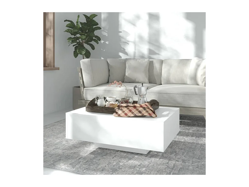 Table basse Blanc 85x55x31 cm Bois d'ingénierie