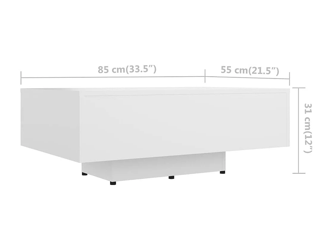 Table basse Blanc 85x55x31 cm Bois d'ingénierie