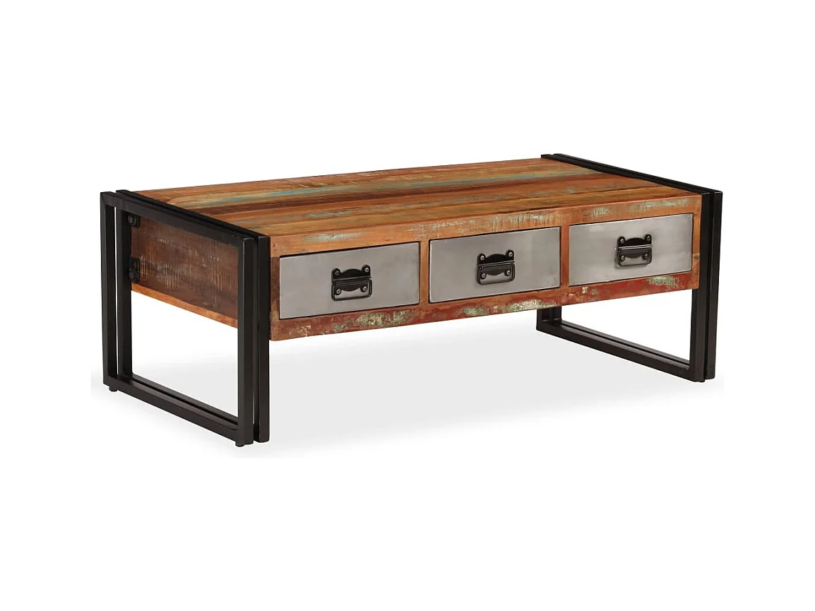 Table basse avec 3 tiroirs Bois de récupération 100x50x35 cm