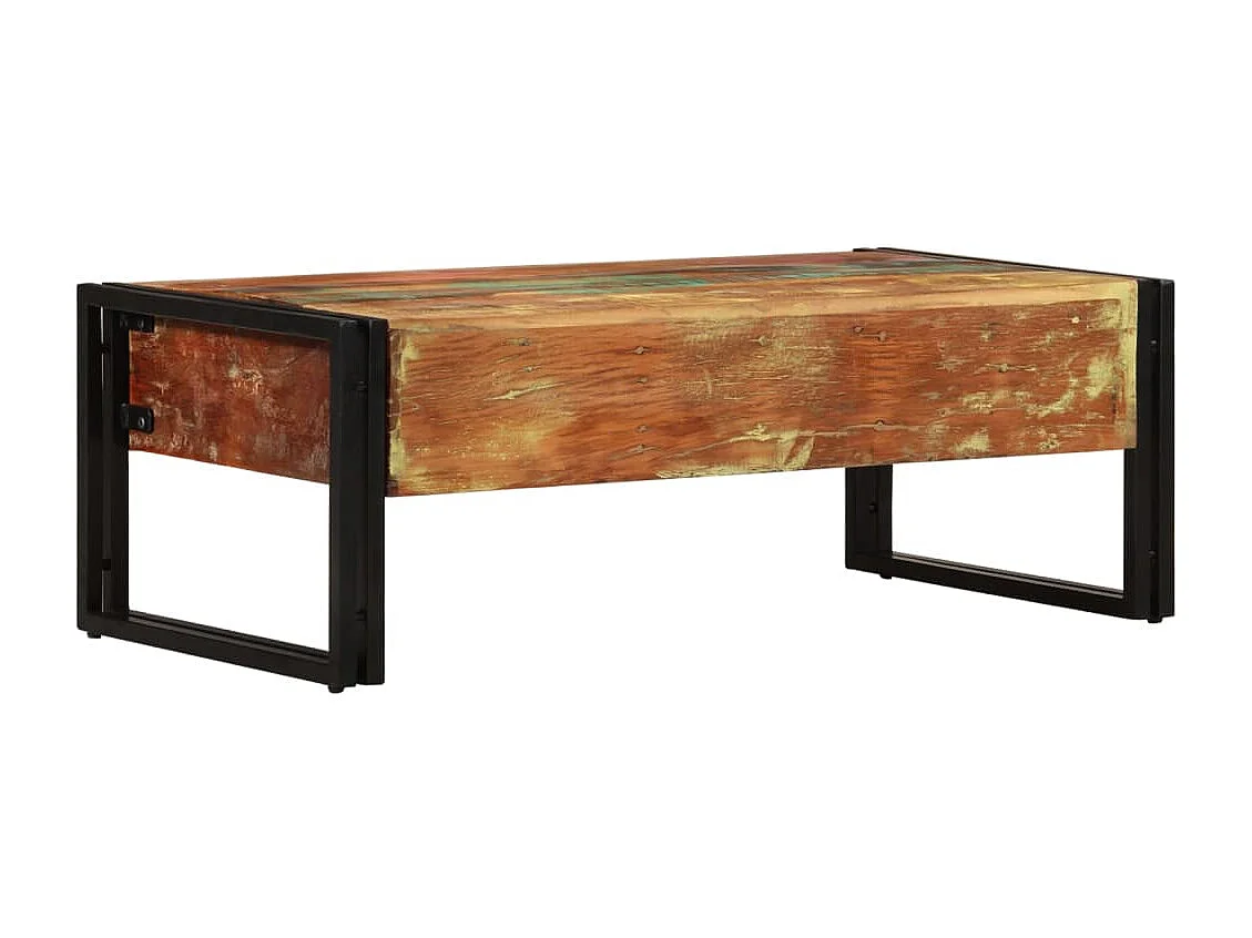 Couchtisch mit 3 Schubladen Altholz Massiv 100x50x35 cm