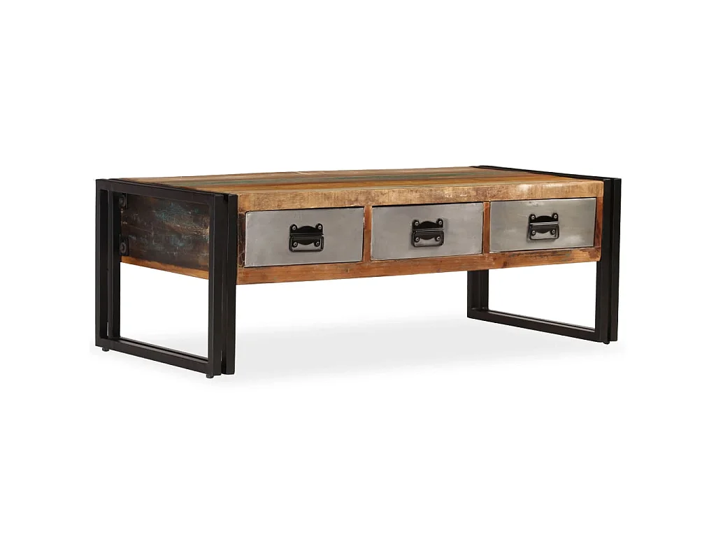 Table basse avec 3 tiroirs Bois de récupération 100x50x35 cm