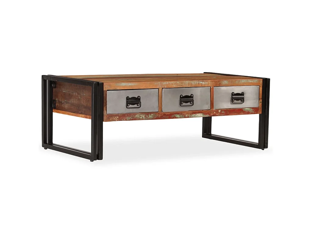 Table basse avec 3 tiroirs Bois de récupération 100x50x35 cm
