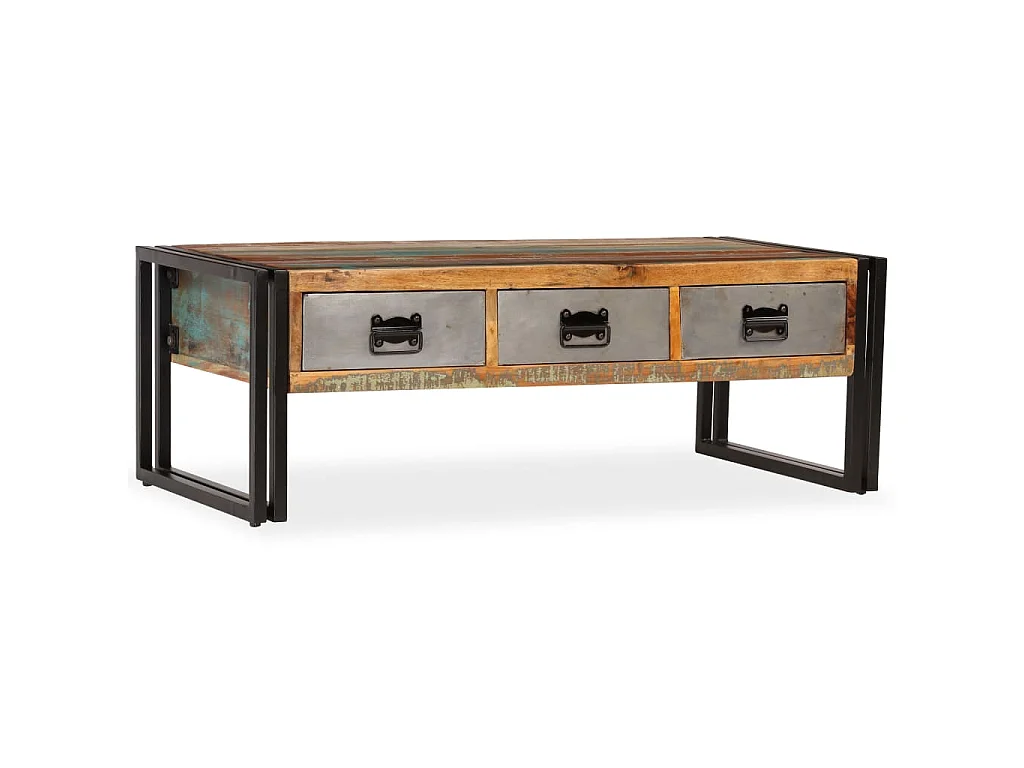 Table basse avec 3 tiroirs Bois de récupération 100x50x35 cm