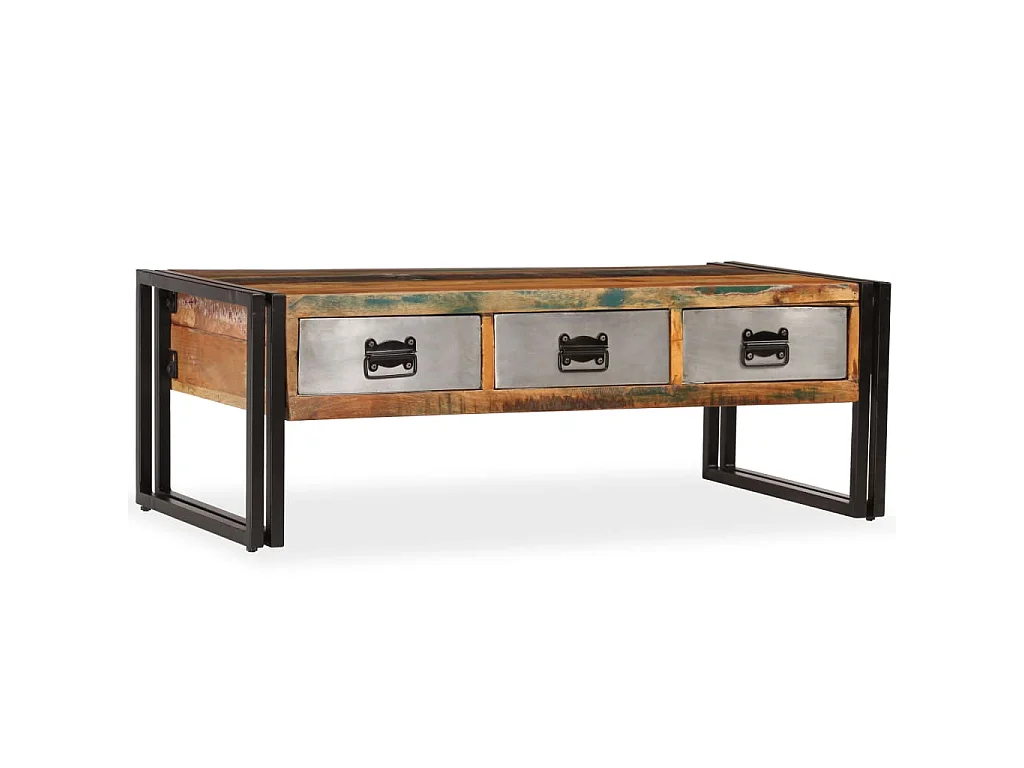 Table basse avec 3 tiroirs Bois de récupération 100x50x35 cm