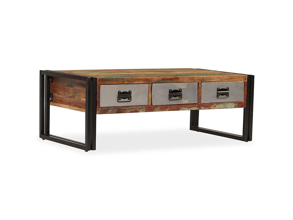 Table basse avec 3 tiroirs Bois de récupération 100x50x35 cm