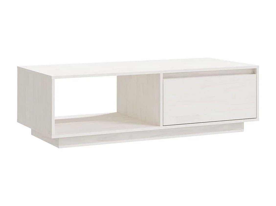 Table basse blanc 110x50x33,5 cm bois de pin massif