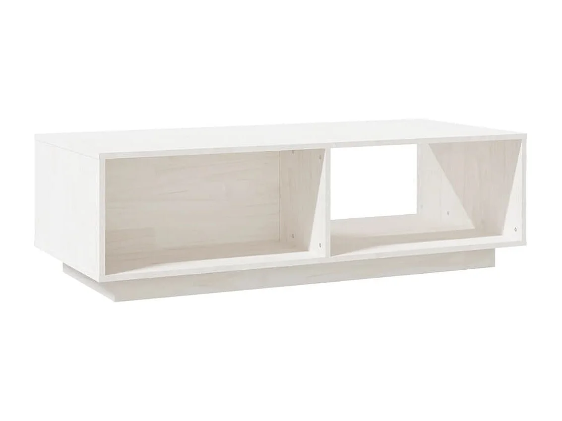 Table basse blanc 110x50x33,5 cm bois de pin massif