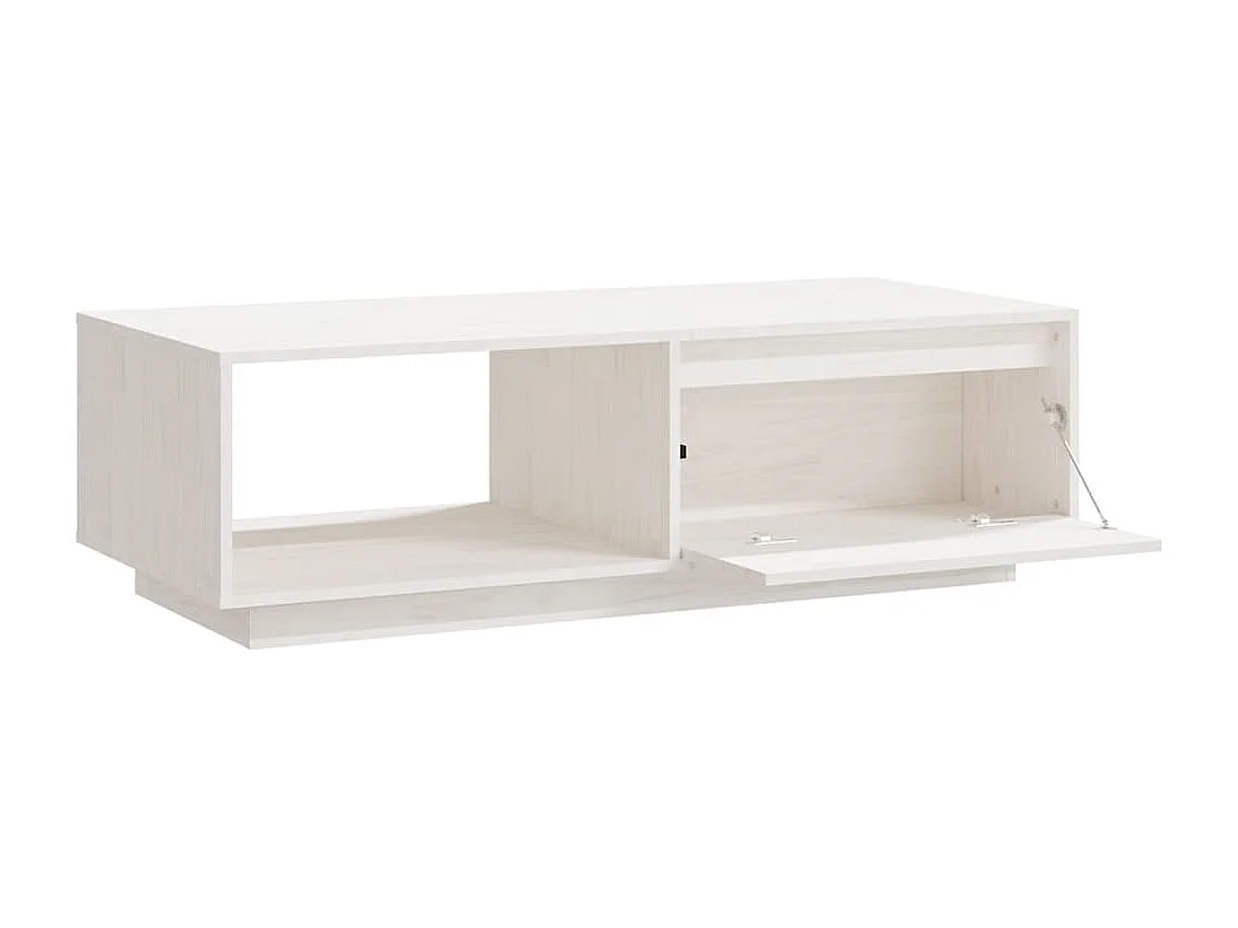 Table basse blanc 110x50x33,5 cm bois de pin massif