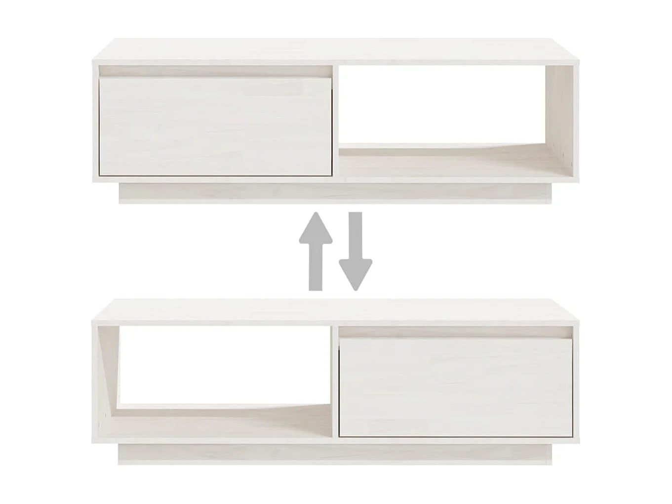 Table basse blanc 110x50x33,5 cm bois de pin massif