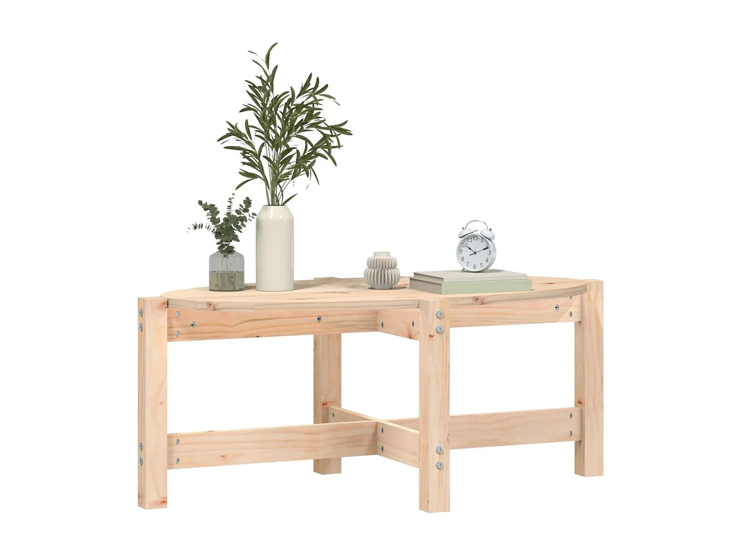 Tavolino da Salotto 87x48x35 cm in Legno Massello di Pino