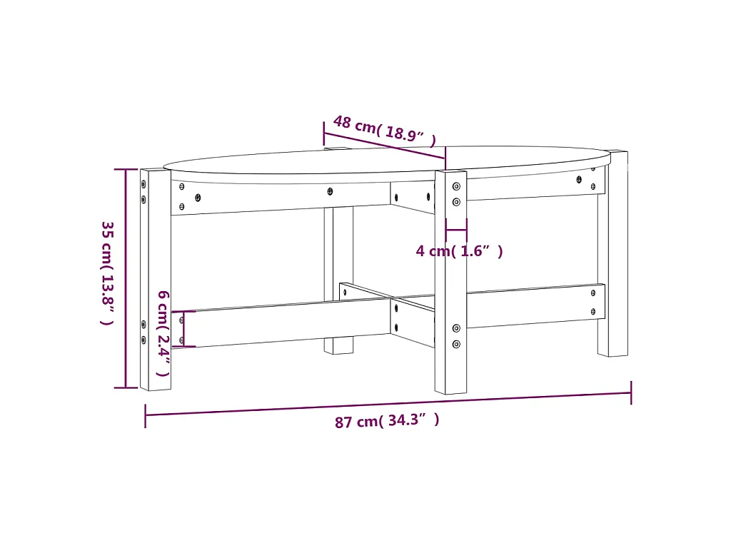 Table basse 87x48x35 cm Bois massif de pin