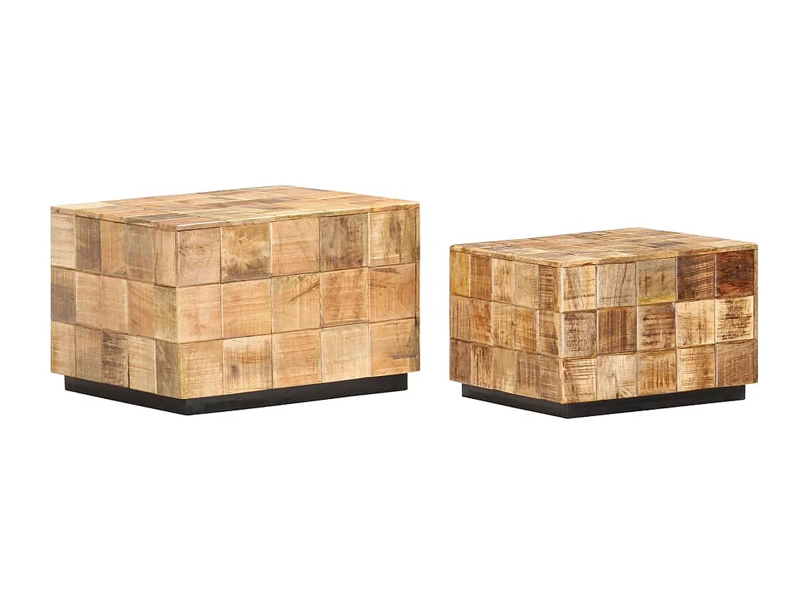 Salontafels 2 st blokontwerp ruw mangohout