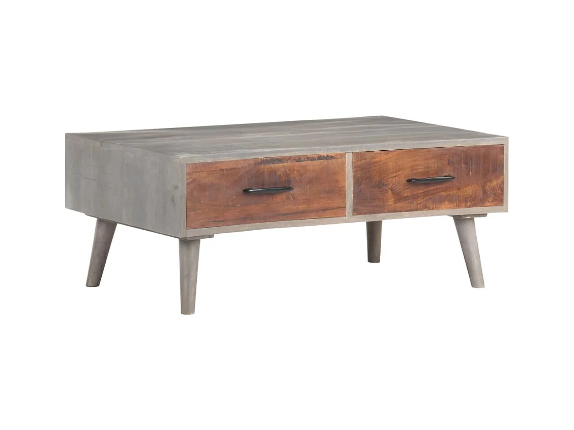 Table basse Gris 100x60x40 cm Bois massif de manguier brut
