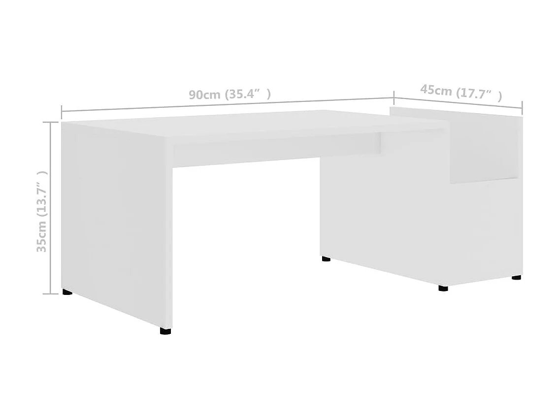 Mesa de centro 90x45x35 cm derivados de madeira branco