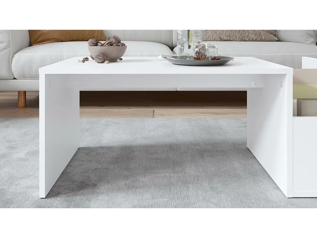 Table basse Blanc 90x45x35 cm bois d’ingénierie