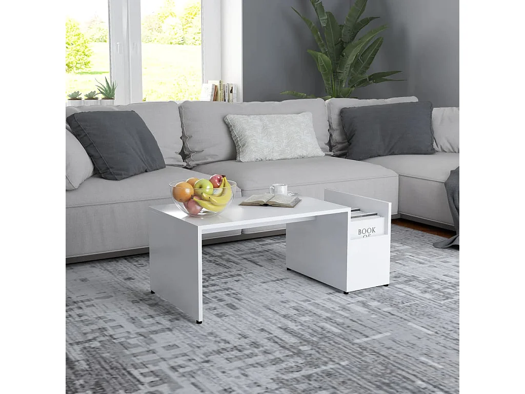 Tavolino da Salotto Bianco 90x45x35 cm in Legno Multistrato
