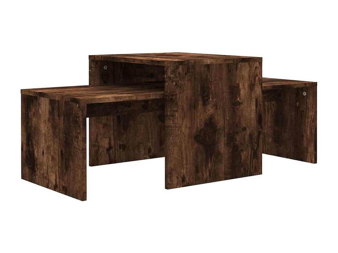Set Tavolini Salotto Rovere Fumo 100x48x40 cm Legno Multistrato
