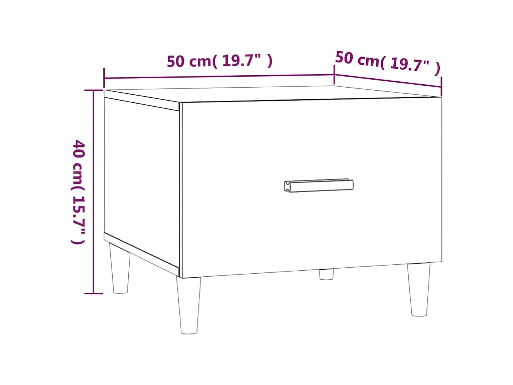 Couchtisch Hochglanz-Weiß 50x50x40 cm Holzwerkstoff