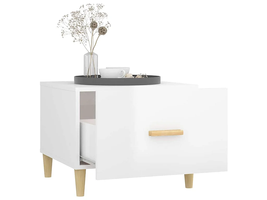 Table basse Blanc brillant 50x50x40 cm Bois d'ingénierie