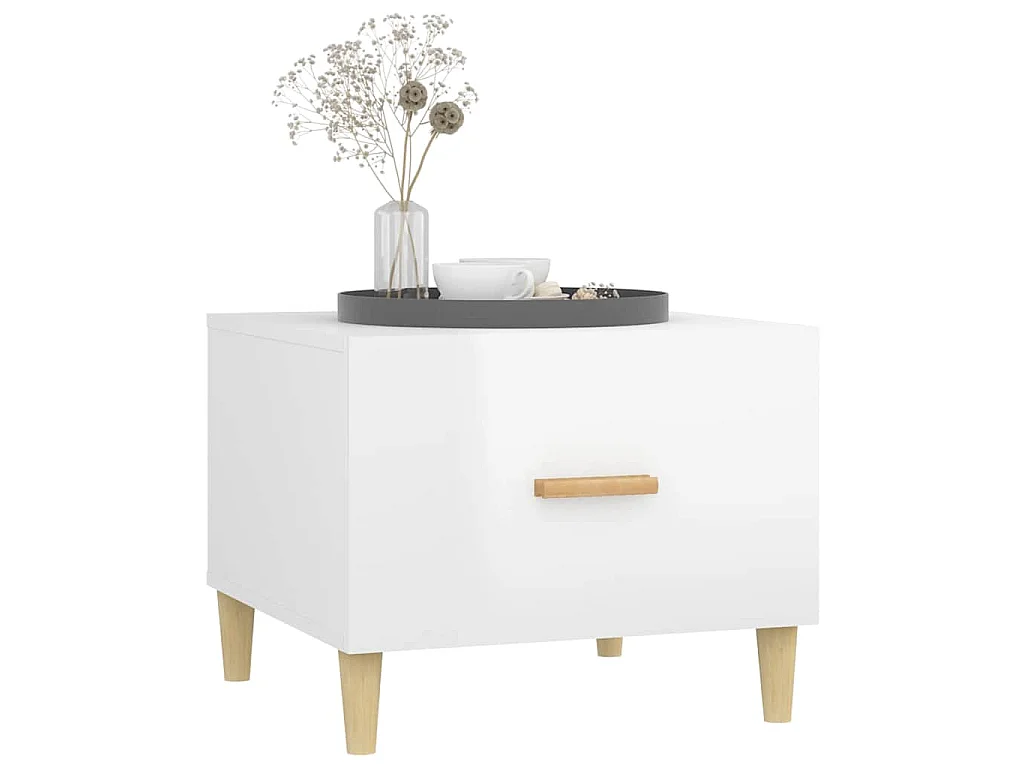 Table basse Blanc brillant 50x50x40 cm Bois d'ingénierie