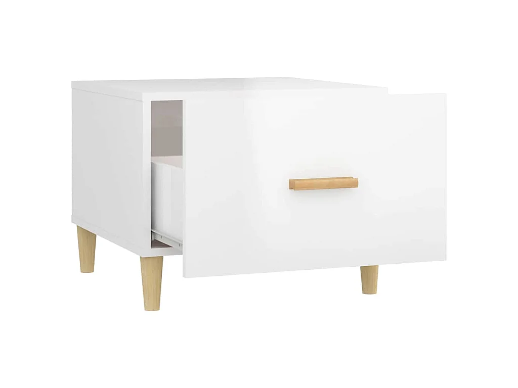 Table basse Blanc brillant 50x50x40 cm Bois d'ingénierie