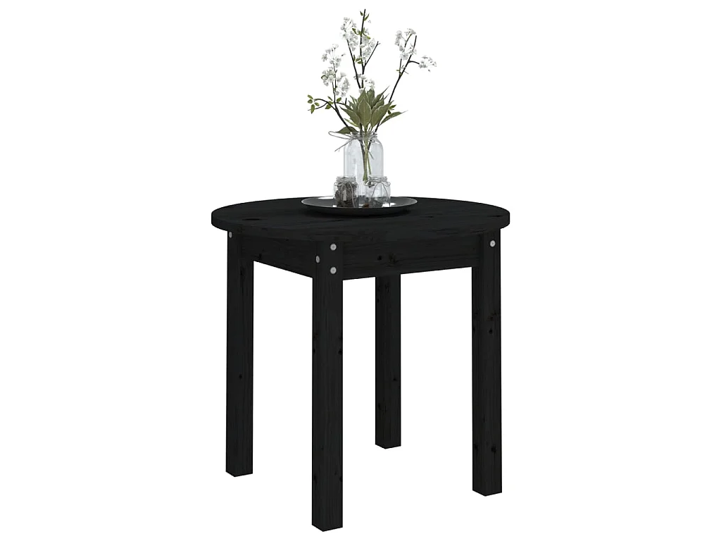 Table basse Noir Ø 45x40 cm Bois massif de pin