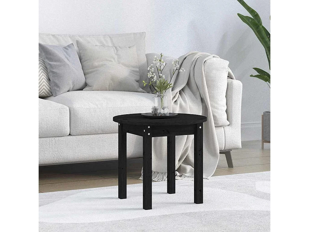 Salontafel Ø 45x40 cm massief grenenhout zwart