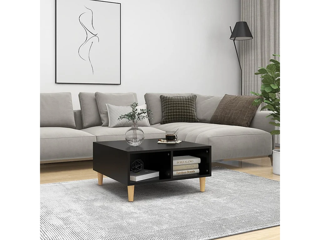 Salontafel 60x60x30 cm bewerkt hout zwart