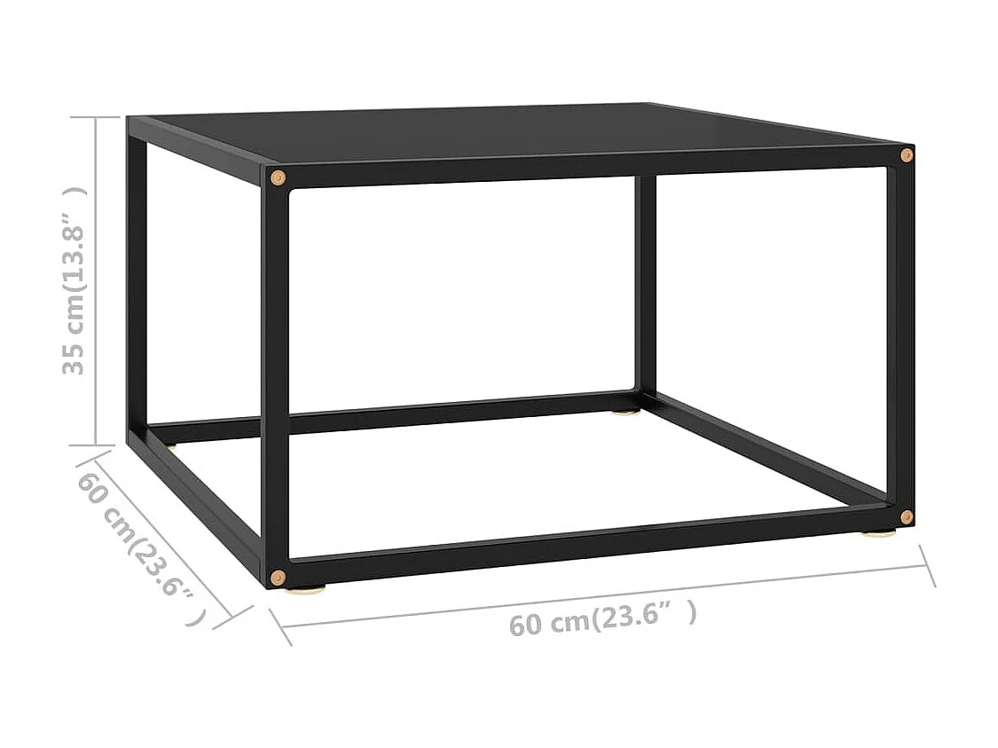 Table basse Noir avec verre noir 60x60x35 cm