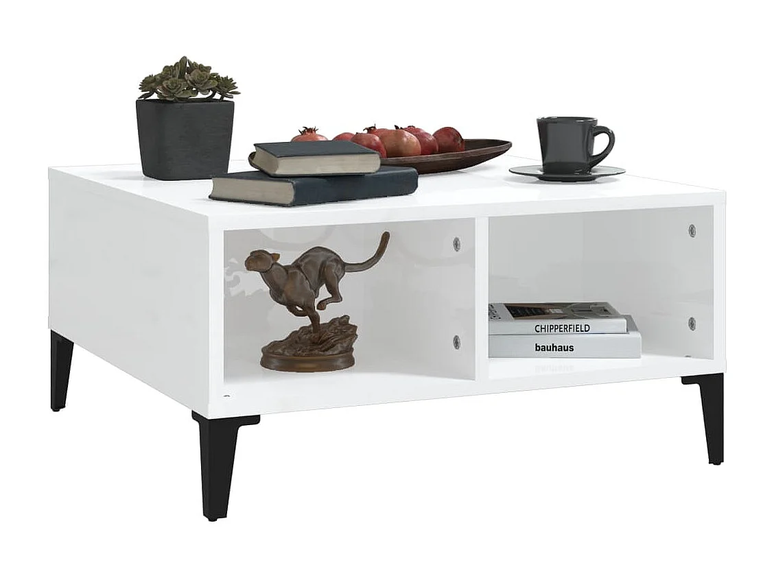 Table basse blanc brillant 60x60x30 cm bois d'ingénierie