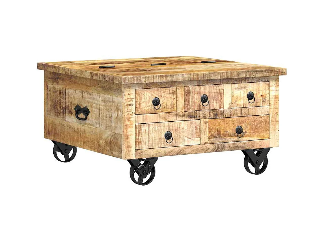 Table basse Bois de manguier brut 70 x 70 x 40 cm