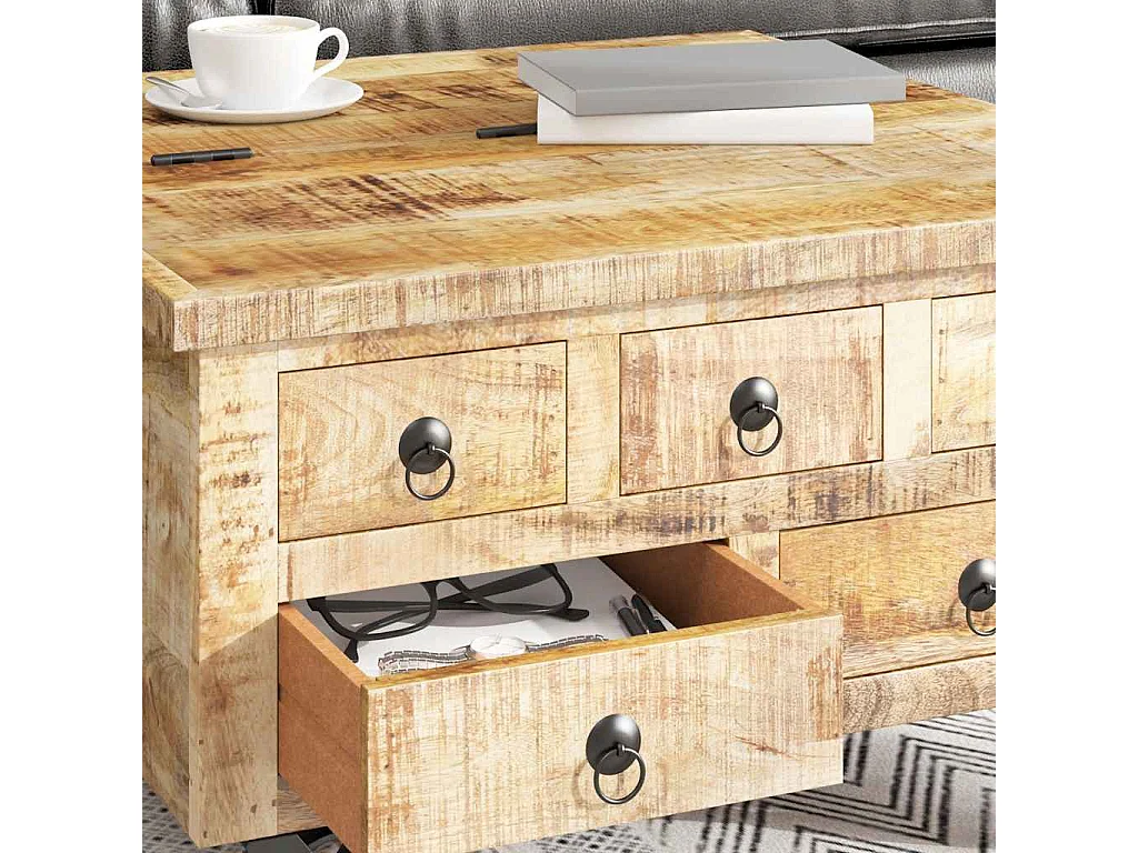 Table basse Bois de manguier brut 70 x 70 x 40 cm