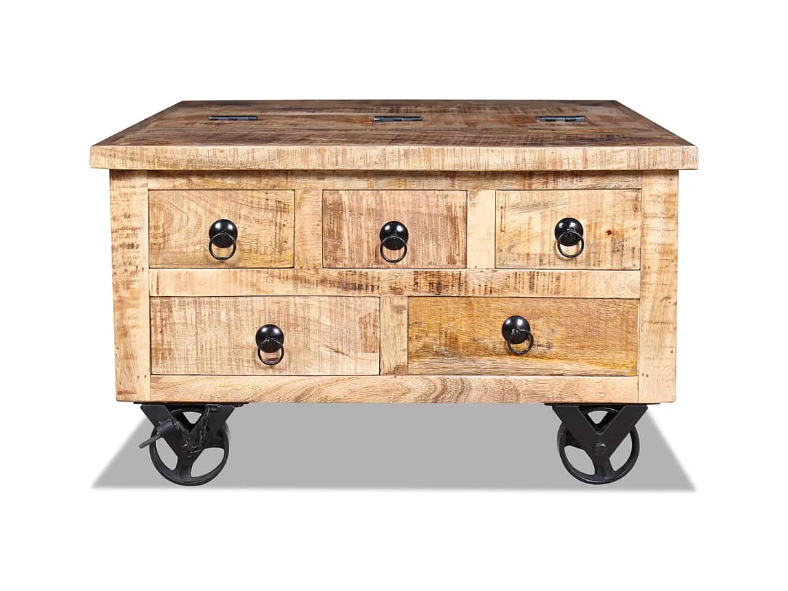 Salontafel 70x70x40 cm ruw mangohout