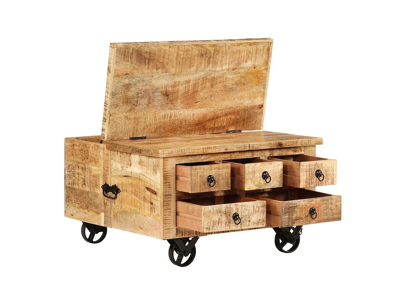 Salontafel 70x70x40 cm ruw mangohout