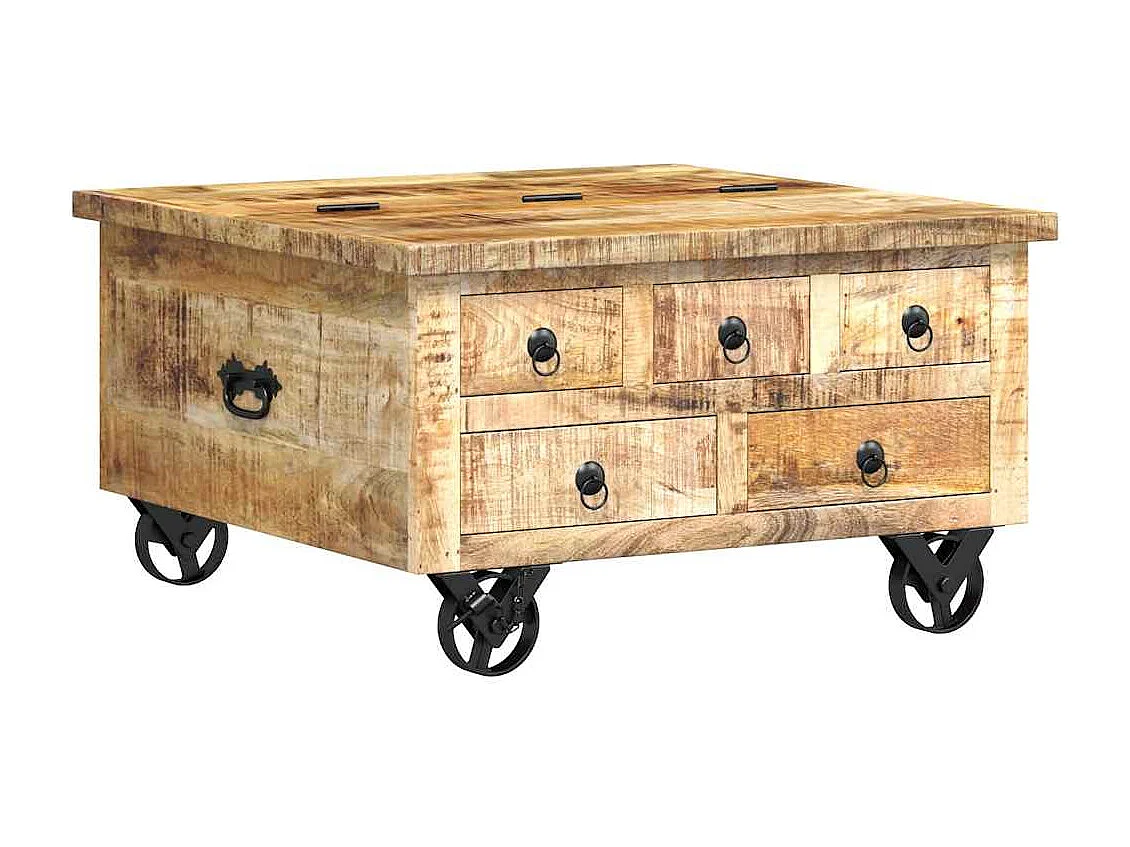 Salontafel 70x70x40 cm ruw mangohout