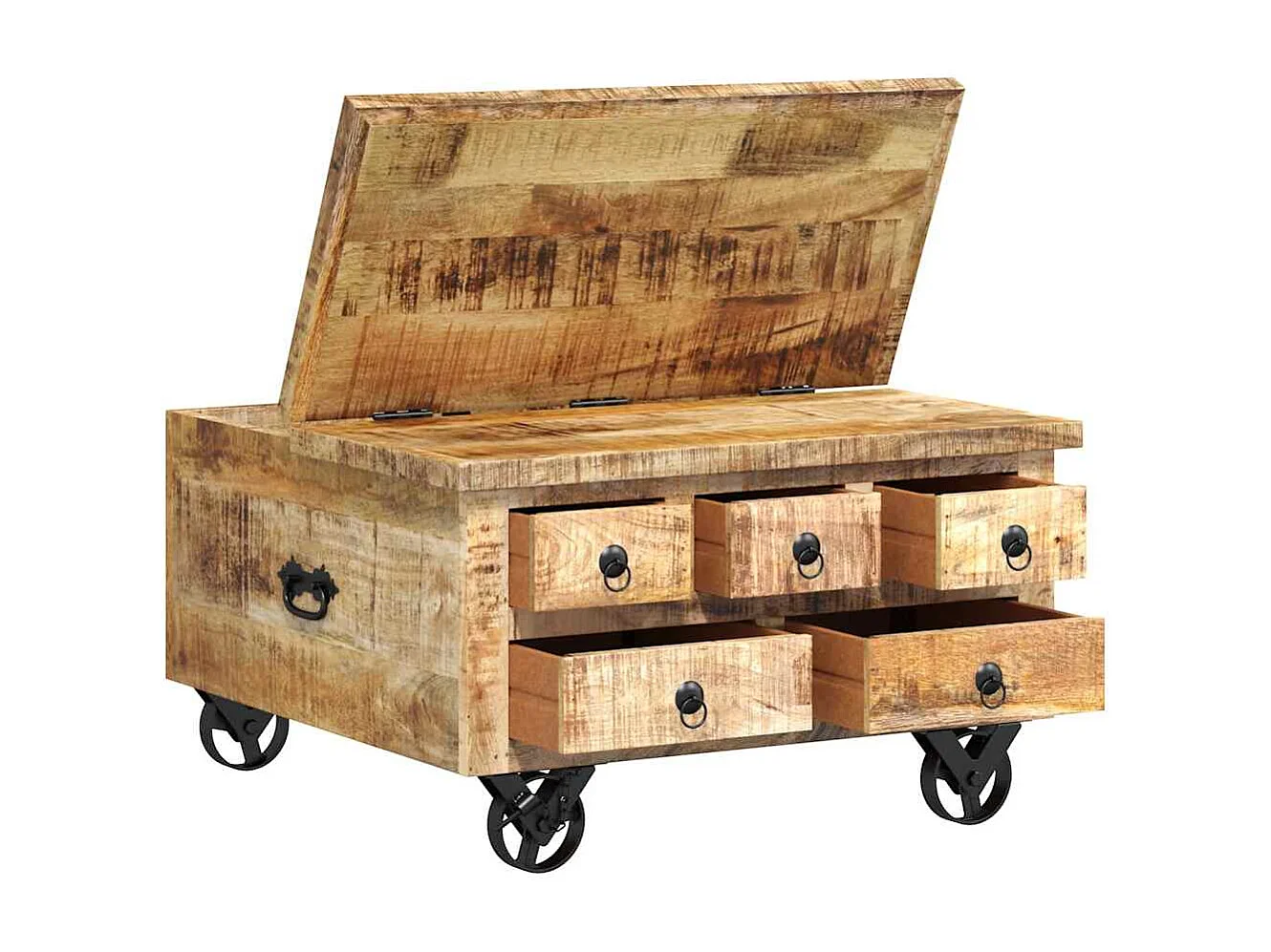 Salontafel 70x70x40 cm ruw mangohout