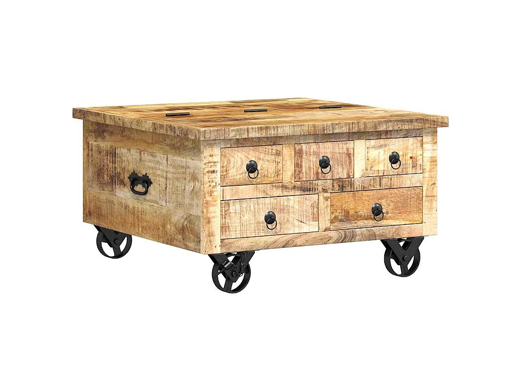 Salontafel 70x70x40 cm ruw mangohout