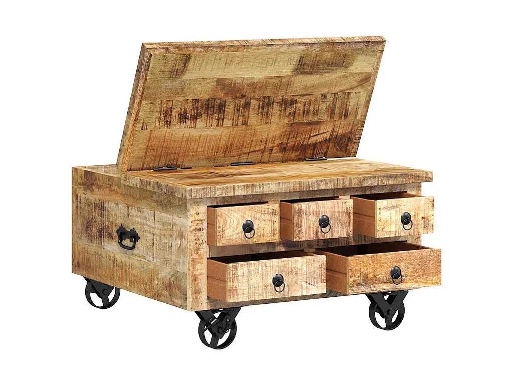 Salontafel 70x70x40 cm ruw mangohout