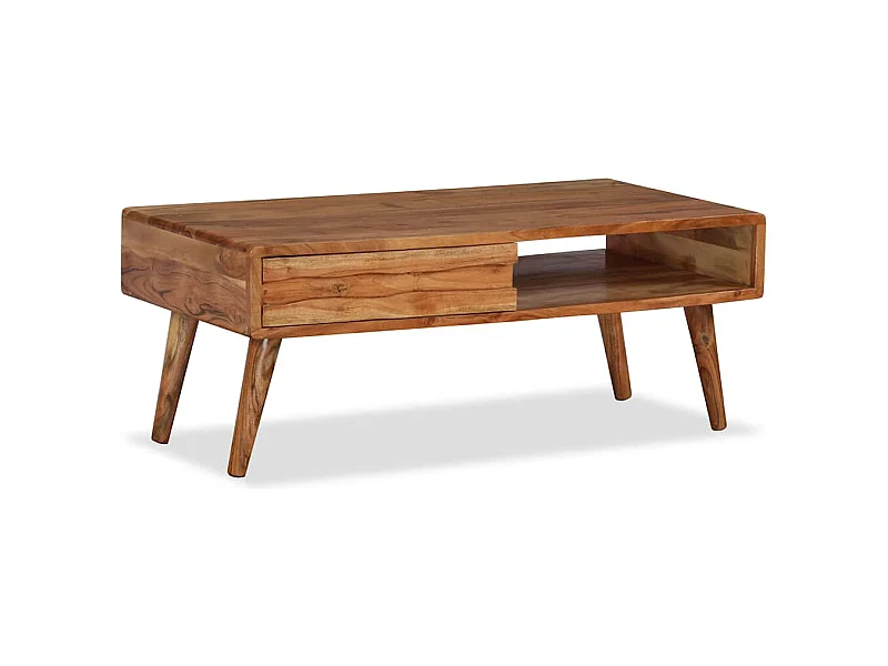 Salontafel met bewerkte lade 100x50x40 cm massief hout