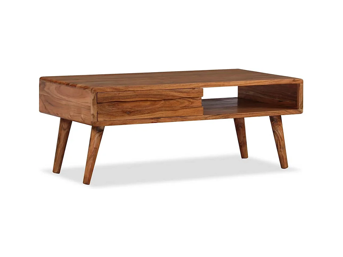Table basse Bois massif avec tiroir sculpté 100x50x40 cm