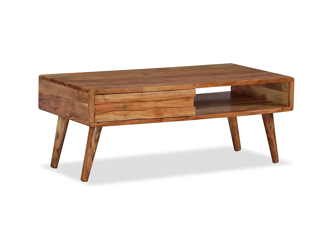 Table basse Bois massif avec tiroir sculpté 100x50x40 cm