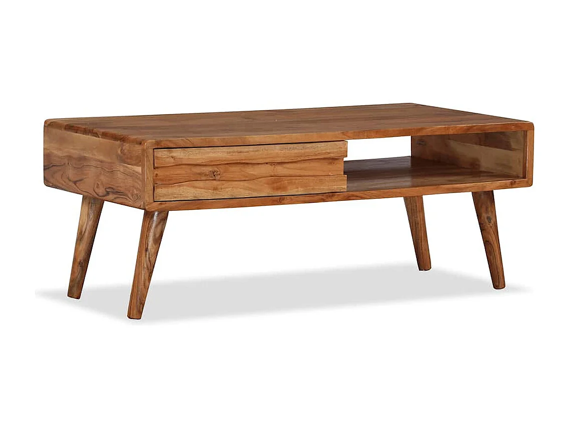Table basse Bois massif avec tiroir sculpté 100x50x40 cm