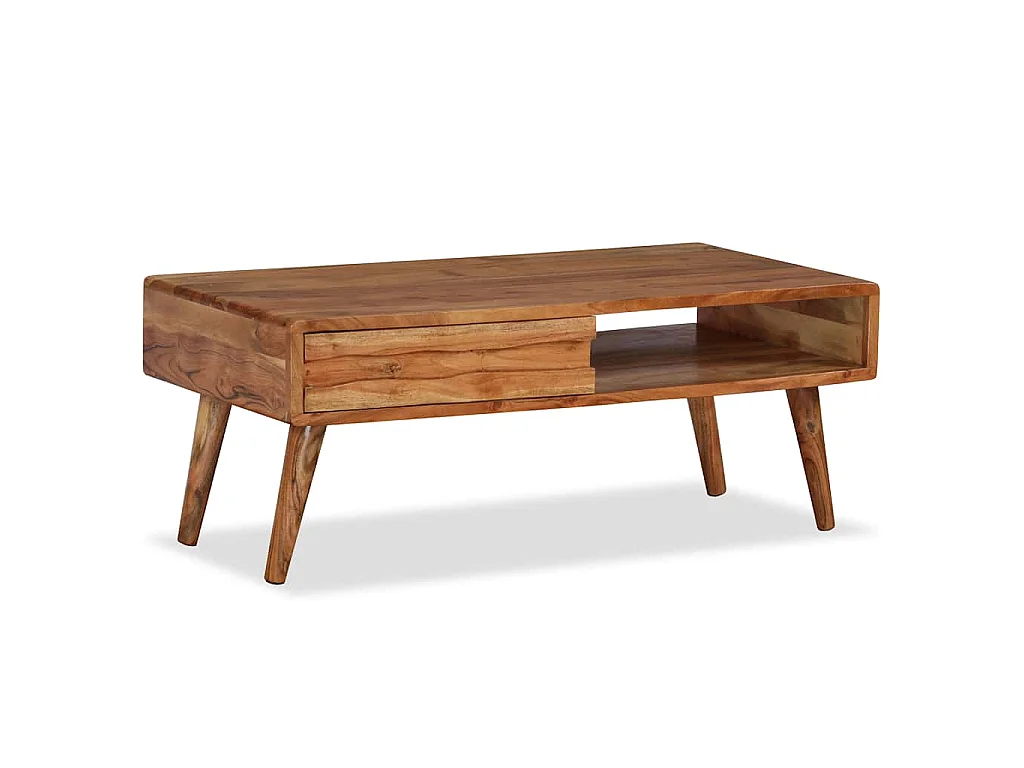 Table basse Bois massif avec tiroir sculpté 100x50x40 cm