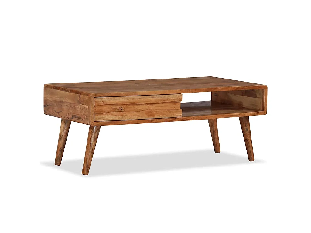 Table basse Bois massif avec tiroir sculpté 100x50x40 cm