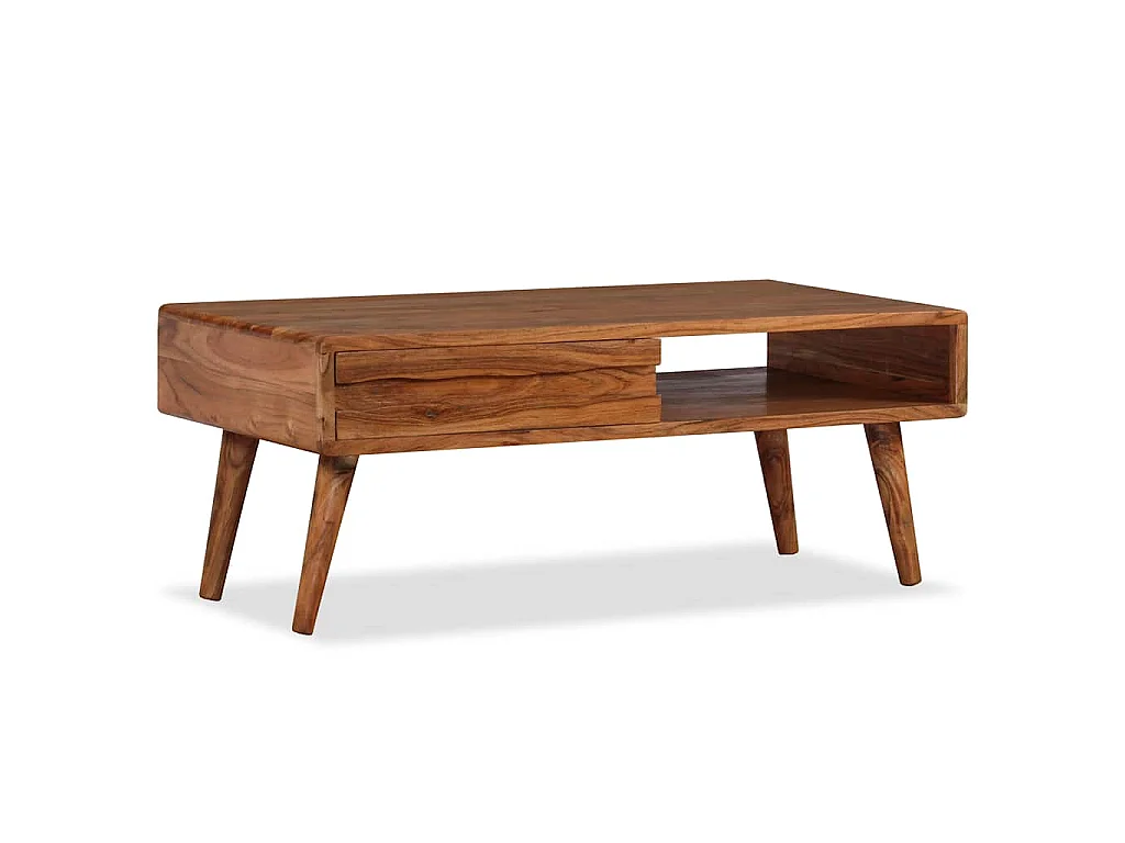 Table basse Bois massif avec tiroir sculpté 100x50x40 cm
