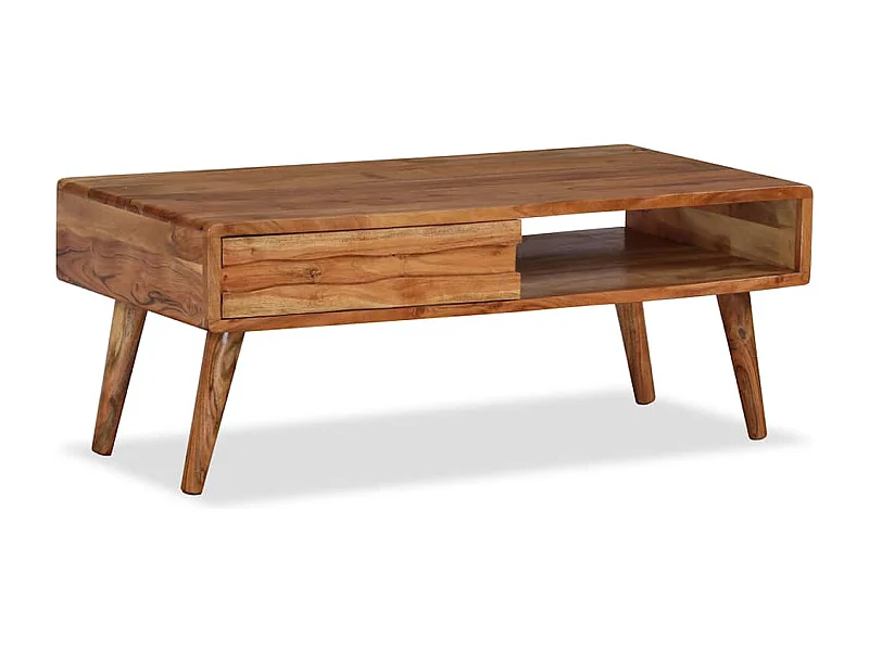 Salontafel met bewerkte lade 100x50x40 cm massief hout