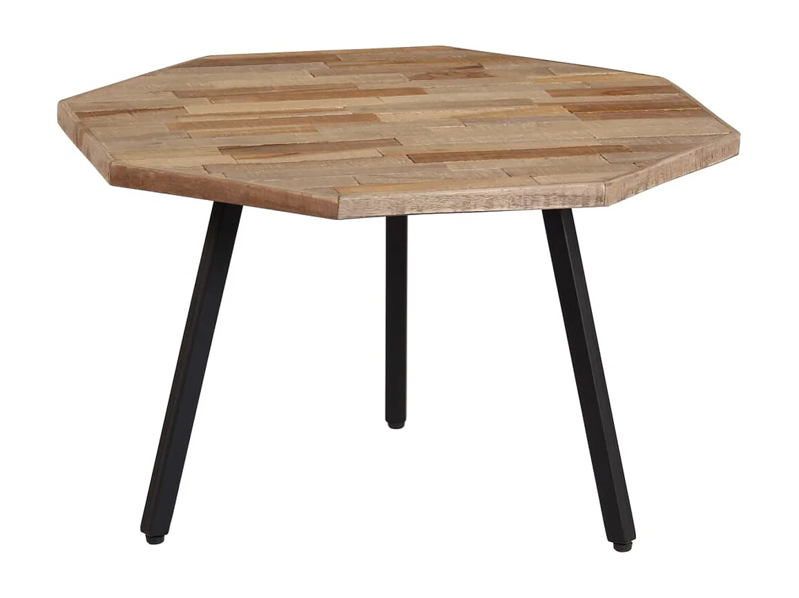 Set de mesas de centro hexagonales 2 uds teca reciclada