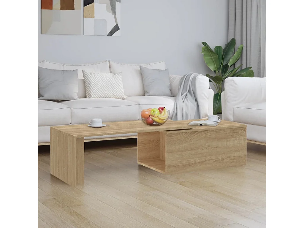 Mesa de centro madera contrachapada color roble 150x50x35 cm